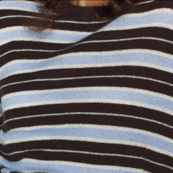 Reformation Cashmere Boyfriend Sweater Ice Water Multi Stripe XS - Picture 4 of 6